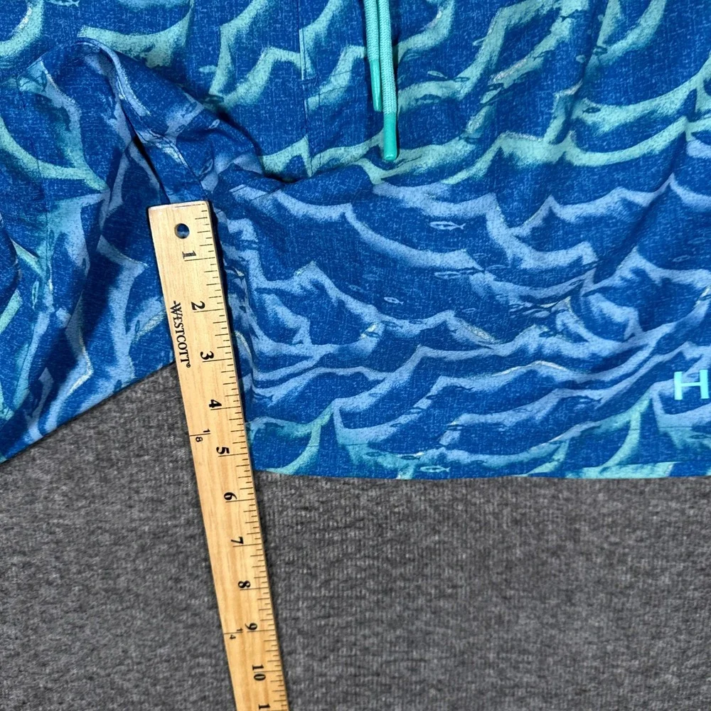 HUK Waves Volley Swim Trunk Shorts Mens Medium Blue Lined Drawstring Stretch